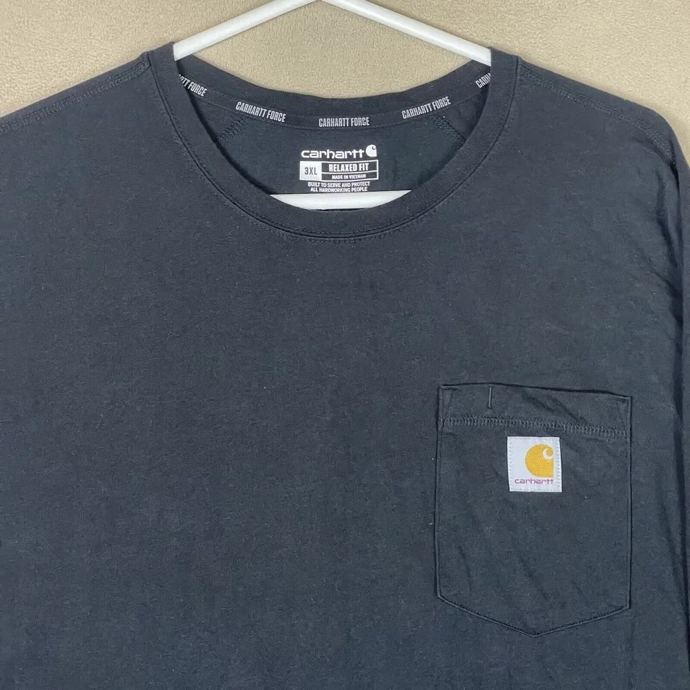 Carhartt T-Shirt Men XXXL Black Long‎ Sleeve Relaxed Fit Crew Neck Adult